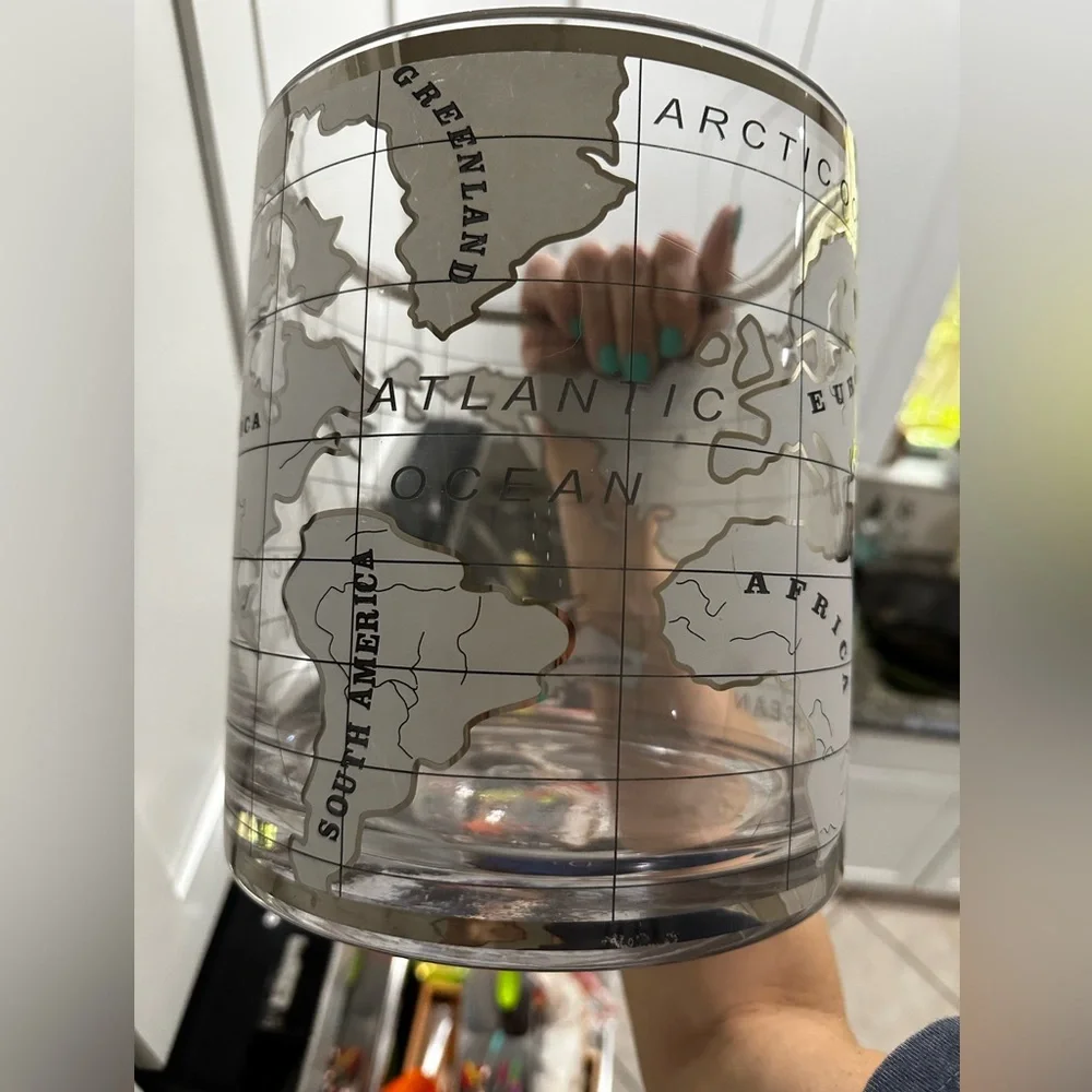 Z Gallerie Silver Map Cocktail Shaker, ice bucket and 4 glass set - discontinued